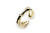 Interlaced X Shape Zircon Black Opening Ring